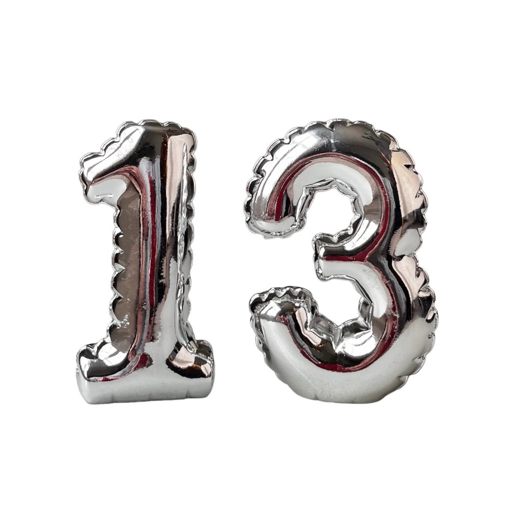 Silver 13 (or 31) decor to sit on table.  Like new.  Great for Birthday decor.